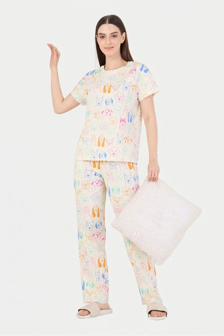 Sweet Dreams Animal Printed Pyjama Set - Swan White — image 7